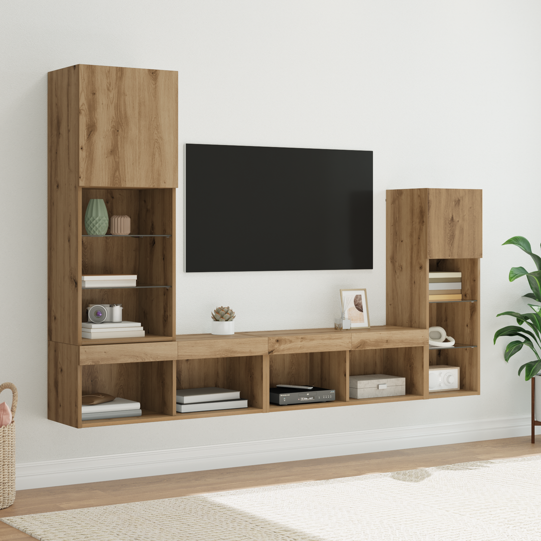 TV Vægmonteringer 4 pcs Artisan Egetræ Konstrueret træ