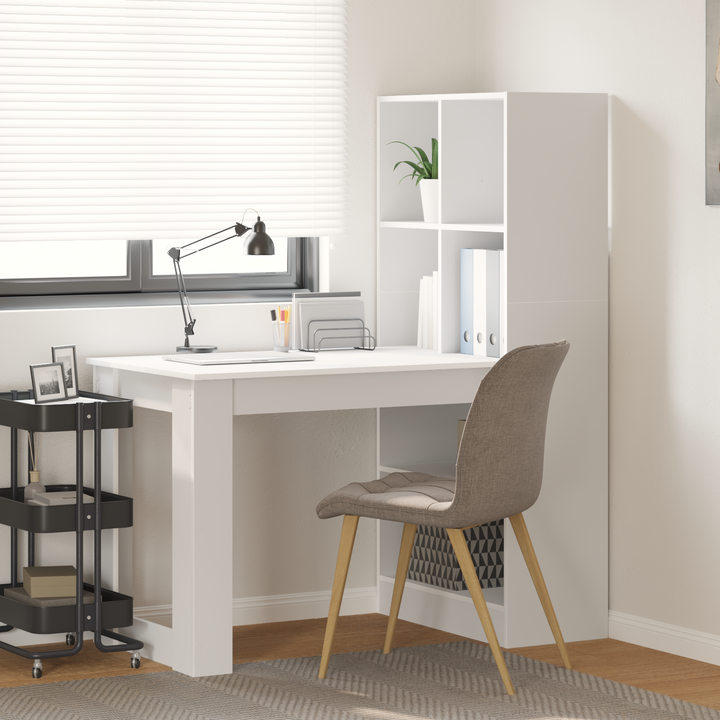 Bord med hylde Hvid 122 x 67 x 145 cm Konstrueret træ