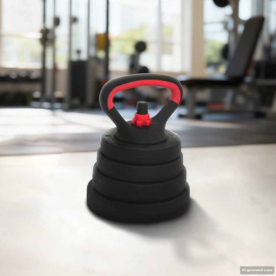 4-i-1 Dumbbell Barbell Kettlebell Sæt 30 kg Sort og rød