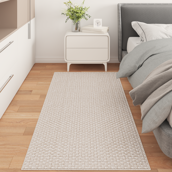 Områdetæpper Rektangulær FARO Creme 200 x 80 cm Polyester