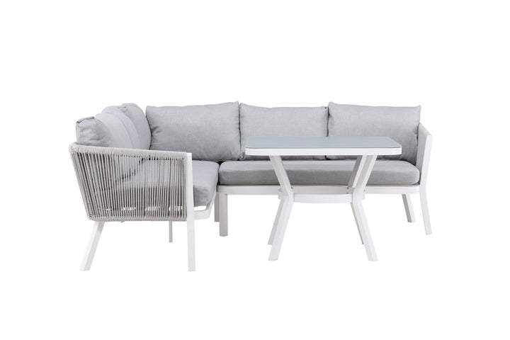 Venture Home Virya Corner sofa set  (3+2+1) White alu / Grey rope / grey cushion