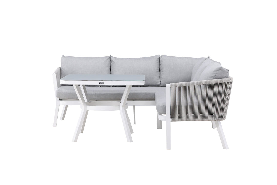 Venture Home Virya Corner sofa set  (3+2+1) White alu / Grey rope / grey cushion