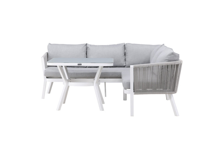 Venture Home Virya Corner sofa set  (3+2+1) White alu / Grey rope / grey cushion