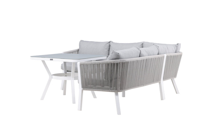 Venture Home Virya Corner sofa set  (3+2+1) White alu / Grey rope / grey cushion