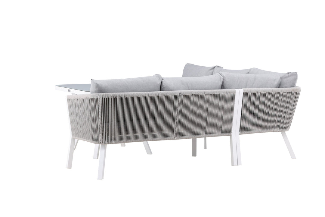 Venture Home Virya Corner sofa set  (3+2+1) White alu / Grey rope / grey cushion
