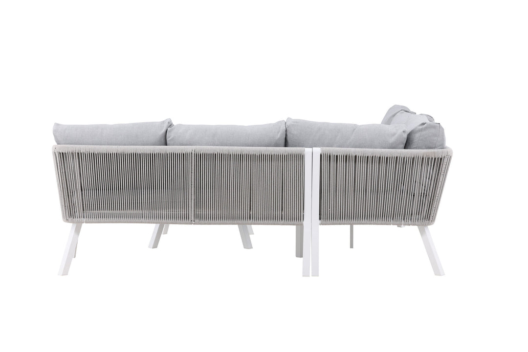 Venture Home Virya Corner sofa set  (3+2+1) White alu / Grey rope / grey cushion