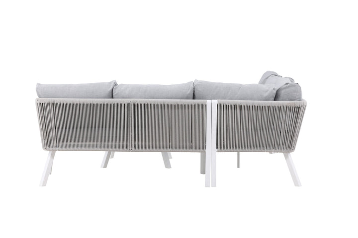 Venture Home Virya Corner sofa set  (3+2+1) White alu / Grey rope / grey cushion