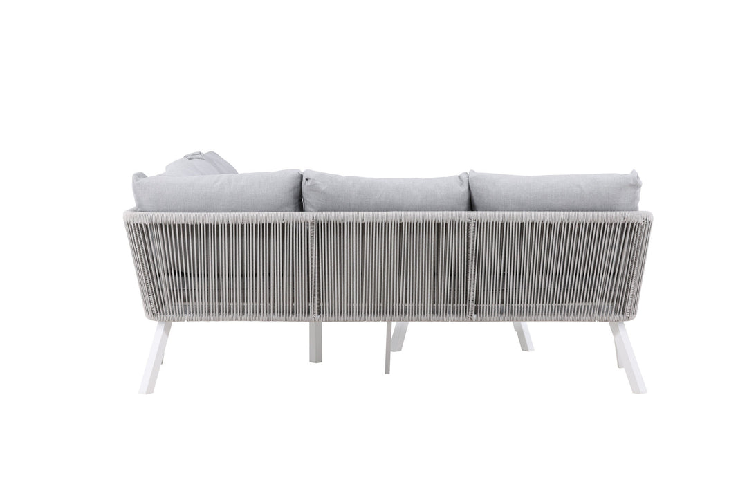 Venture Home Virya Corner sofa set  (3+2+1) White alu / Grey rope / grey cushion