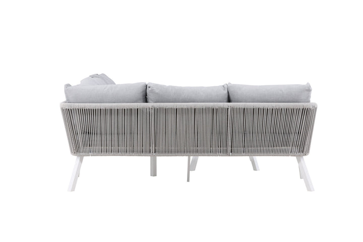 Venture Home Virya Corner sofa set  (3+2+1) White alu / Grey rope / grey cushion