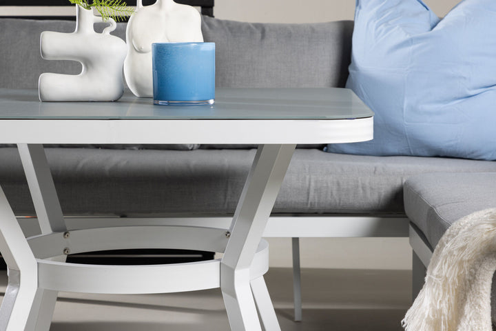 Venture Home Virya Corner sofa set  (3+2+1) White alu / Grey rope / grey cushion