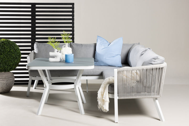 Venture Home Virya Corner sofa set  (3+2+1) White alu / Grey rope / grey cushion