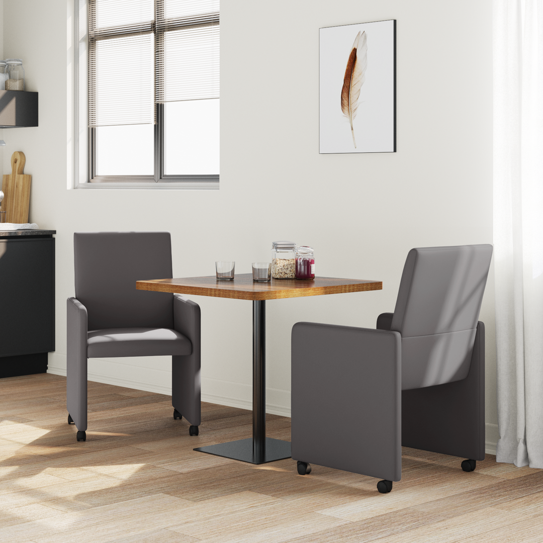 Spisebordsstole med hjul 2 pcs Grå 57 x 66 x 94 cm Kunstlæder