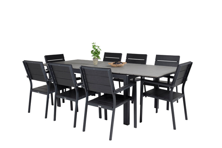 Venture Home Levels Dining Table 160/240*90 - Black Alu / Grey Aintwood +Levels Chair (stacka