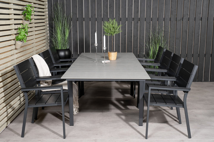 Venture Home Levels Dining Table 160/240*90 - Black Alu / Grey Aintwood +Levels Chair (stacka