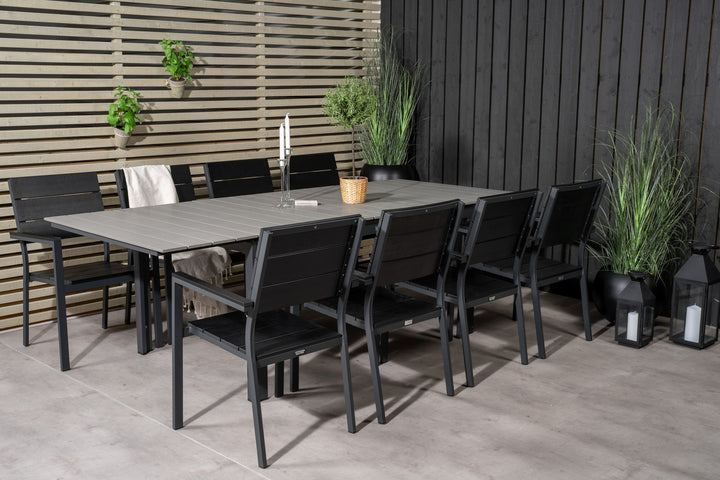 Venture Home Levels Dining Table 160/240*90 - Black Alu / Grey Aintwood +Levels Chair (stacka