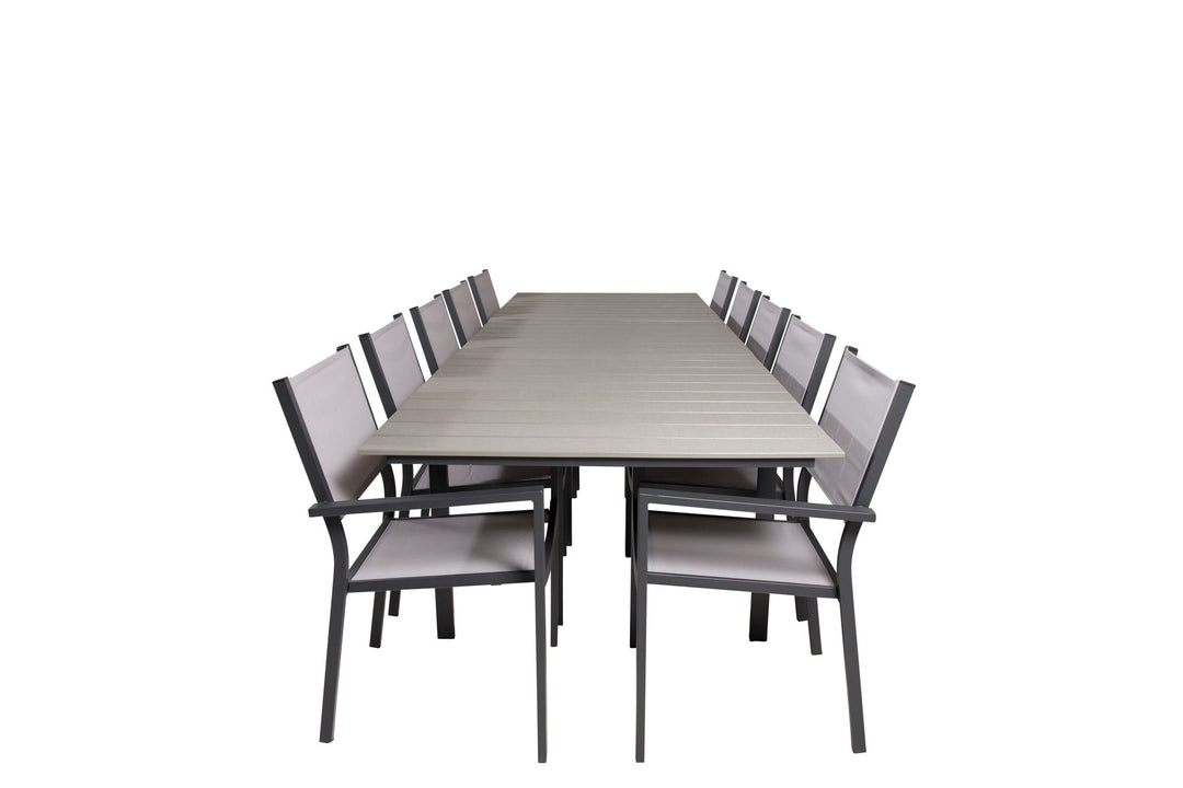 Venture Home Levels Dining Table 224/324*100 - Black Aintwood +Copacabana Arm Chair (stackabl