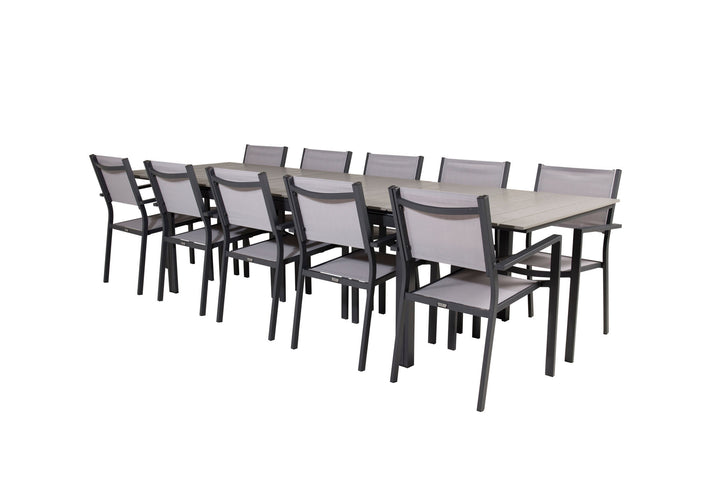 Venture Home Levels Dining Table 224/324*100 - Black Aintwood +Copacabana Arm Chair (stackabl