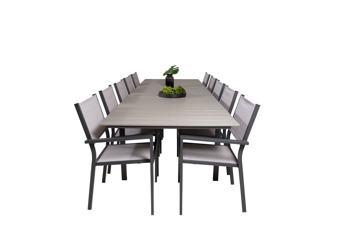 Venture Home Levels Dining Table 224/324*100 - Black Aintwood +Copacabana Arm Chair (stackabl