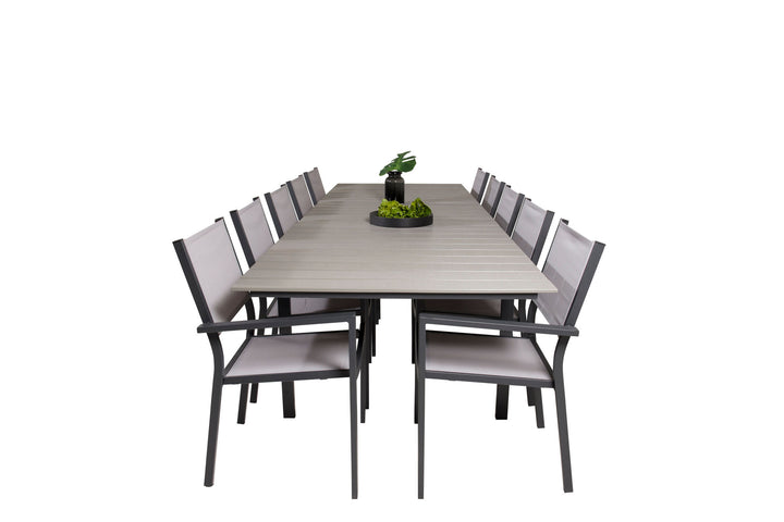 Venture Home Levels Dining Table 224/324*100 - Black Aintwood +Copacabana Arm Chair (stackabl