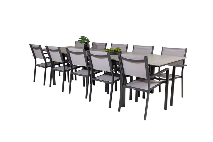 Venture Home Levels Dining Table 224/324*100 - Black Aintwood +Copacabana Arm Chair (stackabl