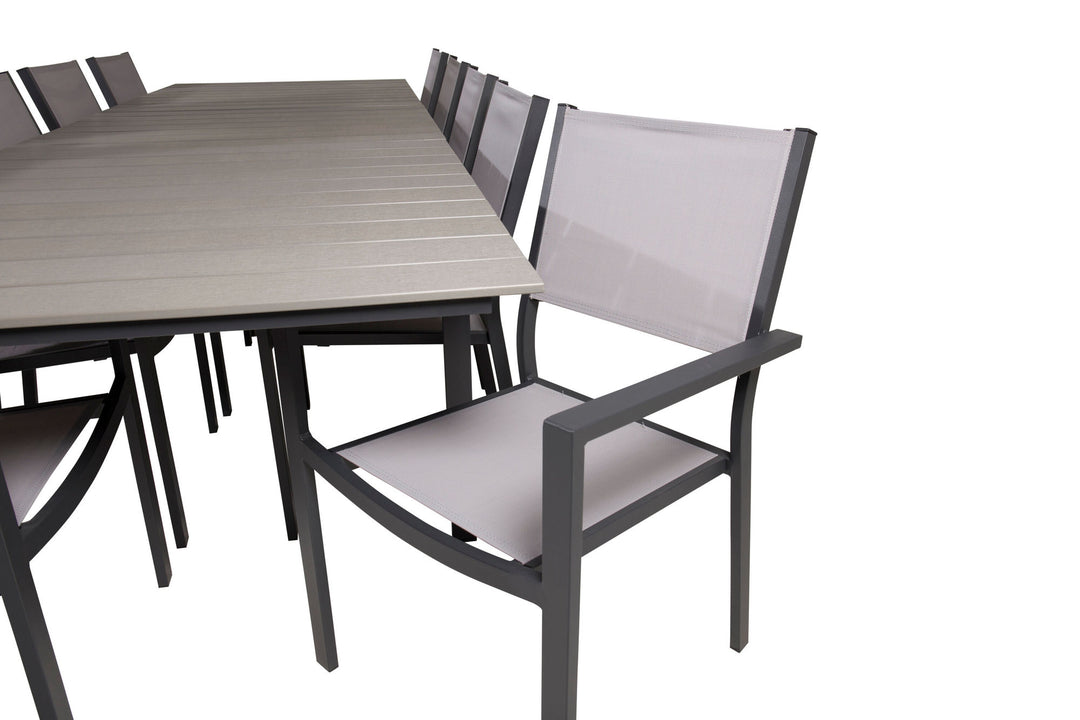 Venture Home Levels Dining Table 224/324*100 - Black Aintwood +Copacabana Arm Chair (stackabl