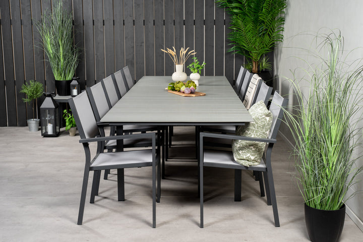Venture Home Levels Dining Table 224/324*100 - Black Aintwood +Copacabana Arm Chair (stackabl