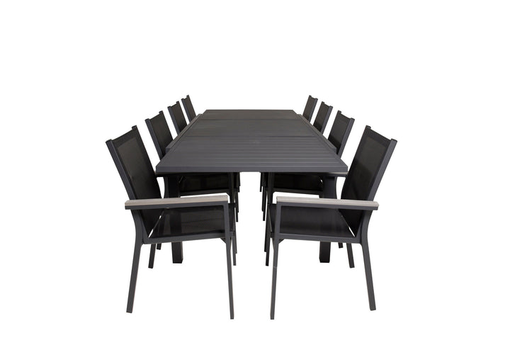 Venture Home Marbella Dining Table 160/240*100*H75 - Black+Parma Arm Chair (stackable) - Blac