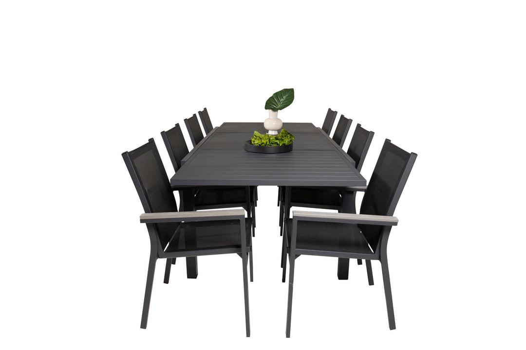 Venture Home Marbella Dining Table 160/240*100*H75 - Black+Parma Arm Chair (stackable) - Blac