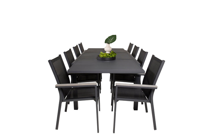 Venture Home Marbella Dining Table 160/240*100*H75 - Black+Parma Arm Chair (stackable) - Blac