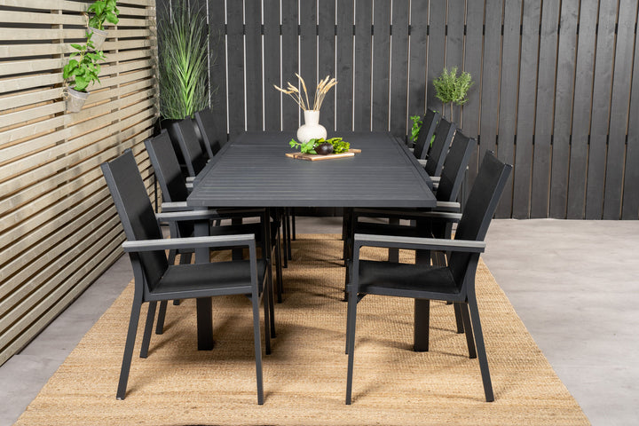 Venture Home Marbella Dining Table 160/240*100*H75 - Black+Parma Arm Chair (stackable) - Blac