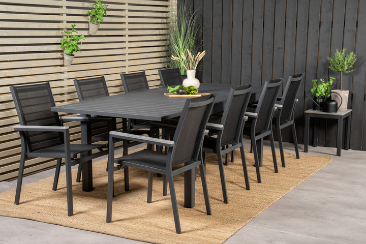Venture Home Marbella Dining Table 160/240*100*H75 - Black+Parma Arm Chair (stackable) - Blac