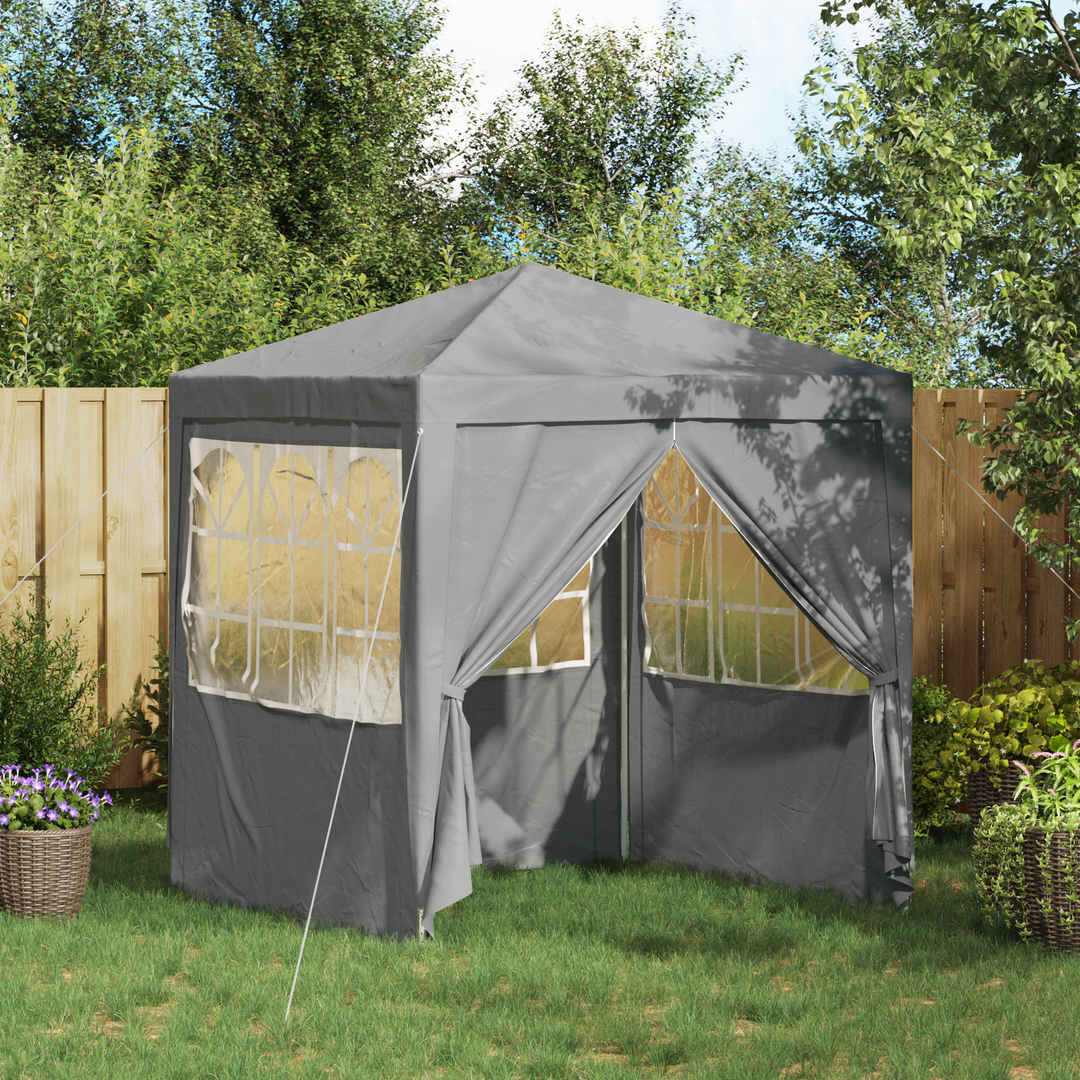 Party Tent Lysegrå 200 x 200 x 240 cm PE og stål