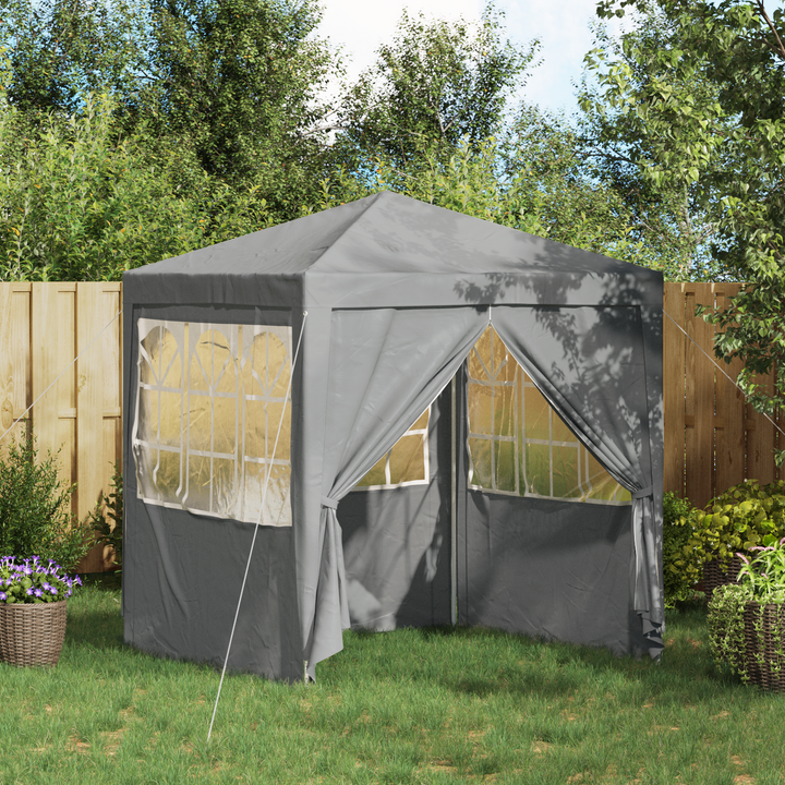 Party Tent Lysegrå 200 x 200 x 240 cm PE og stål