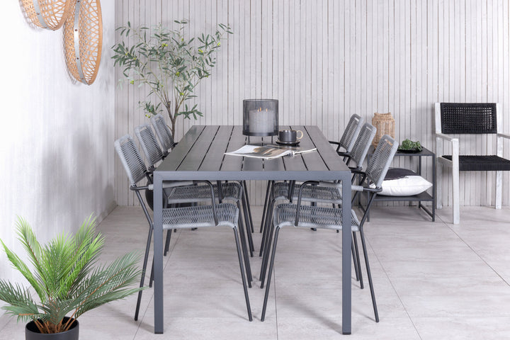 Venture Home Break - Table 205*90 - Black alu/black aintwood +Lindos Armchair - Black Alu / Grey Rope _6