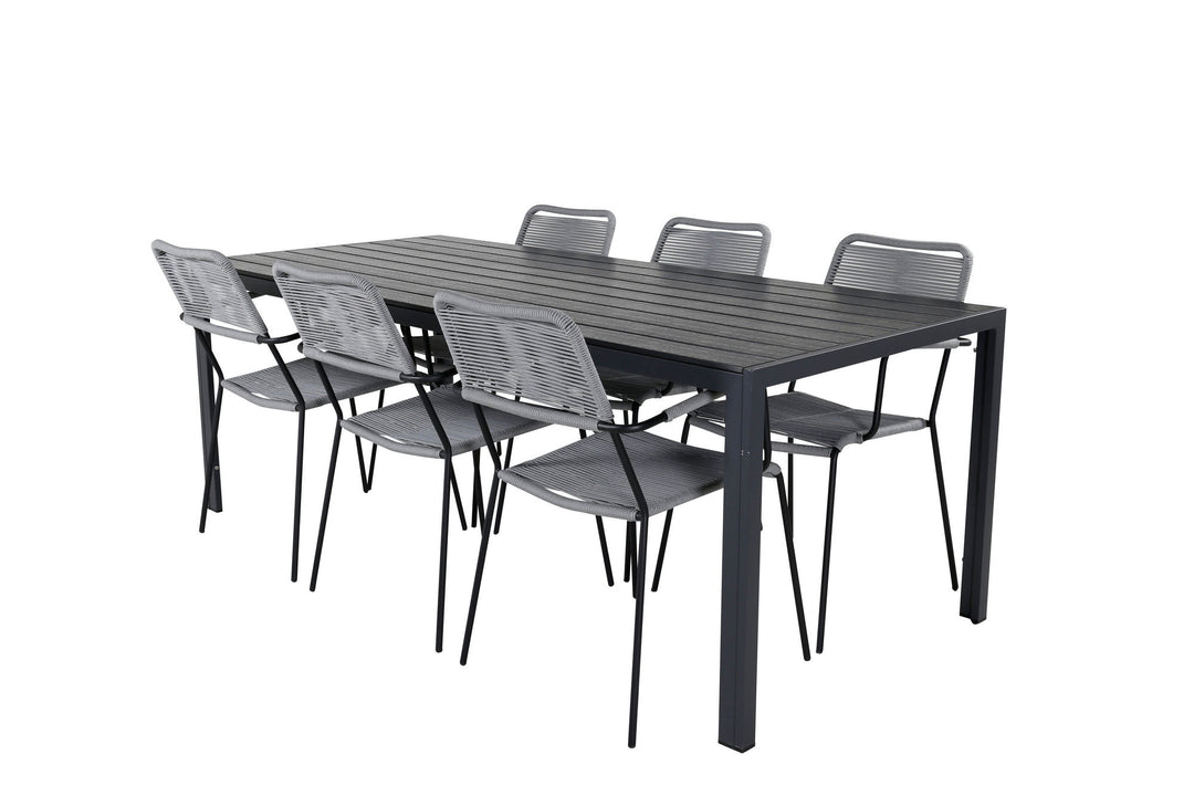 Venture Home Break - Table 205*90 - Black alu/black aintwood +Lindos Armchair - Black Alu / Grey Rope _6