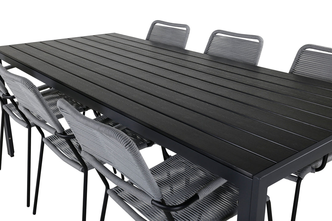 Venture Home Break - Table 205*90 - Black alu/black aintwood +Lindos Armchair - Black Alu / Grey Rope _6