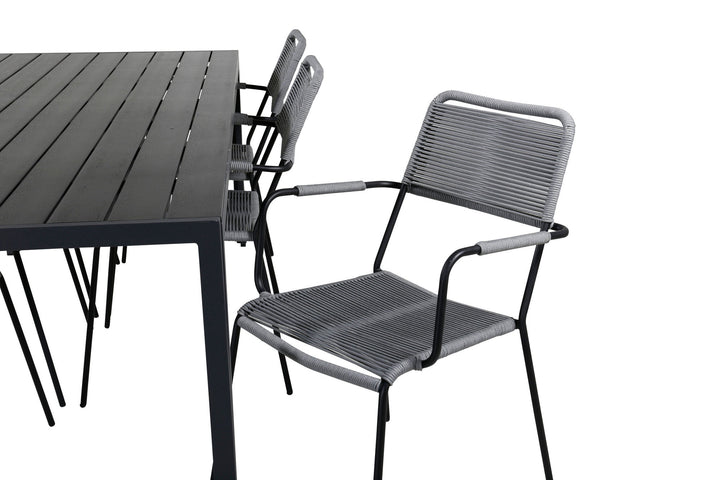 Venture Home Break - Table 205*90 - Black alu/black aintwood +Lindos Armchair - Black Alu / Grey Rope _6
