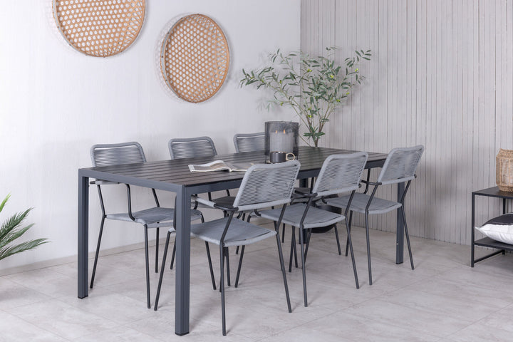 Venture Home Break - Table 205*90 - Black alu/black aintwood +Lindos Armchair - Black Alu / Grey Rope _6