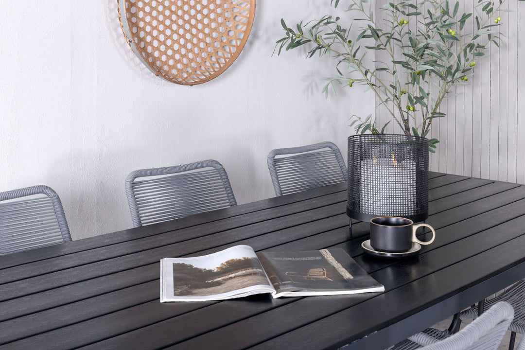 Venture Home Break - Table 205*90 - Black alu/black aintwood +Lindos Armchair - Black Alu / Grey Rope _6