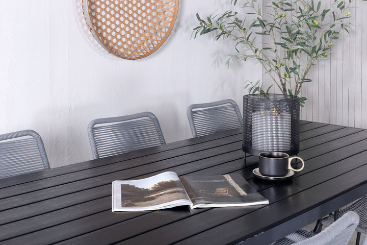 Venture Home Break - Table 205*90 - Black alu/black aintwood +Lindos Armchair - Black Alu / Grey Rope _6
