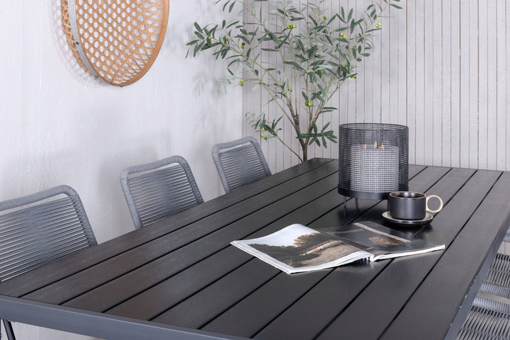 Venture Home Break - Table 205*90 - Black alu/black aintwood +Lindos Armchair - Black Alu / Grey Rope _6