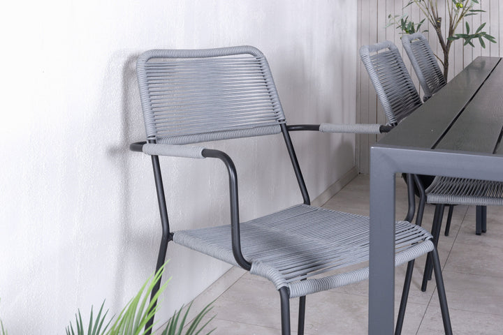 Venture Home Break - Table 205*90 - Black alu/black aintwood +Lindos Armchair - Black Alu / Grey Rope _6