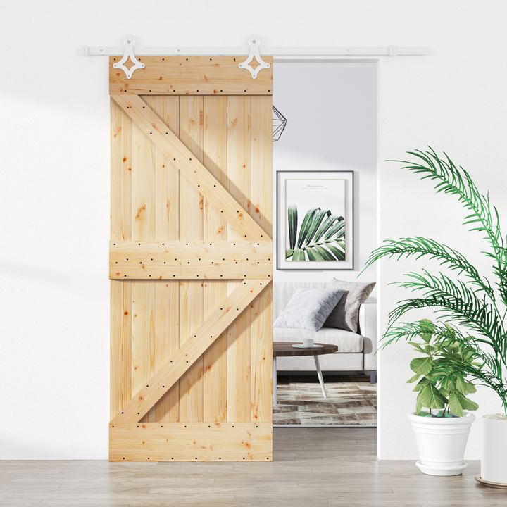 Skydedør Natur og hvid 85 x 210 cm Massivt Fyrretræ