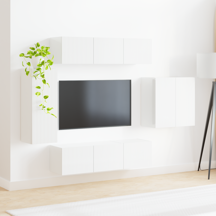 Tv vægskab sæt Vægmonteret 6 pcs Hvid