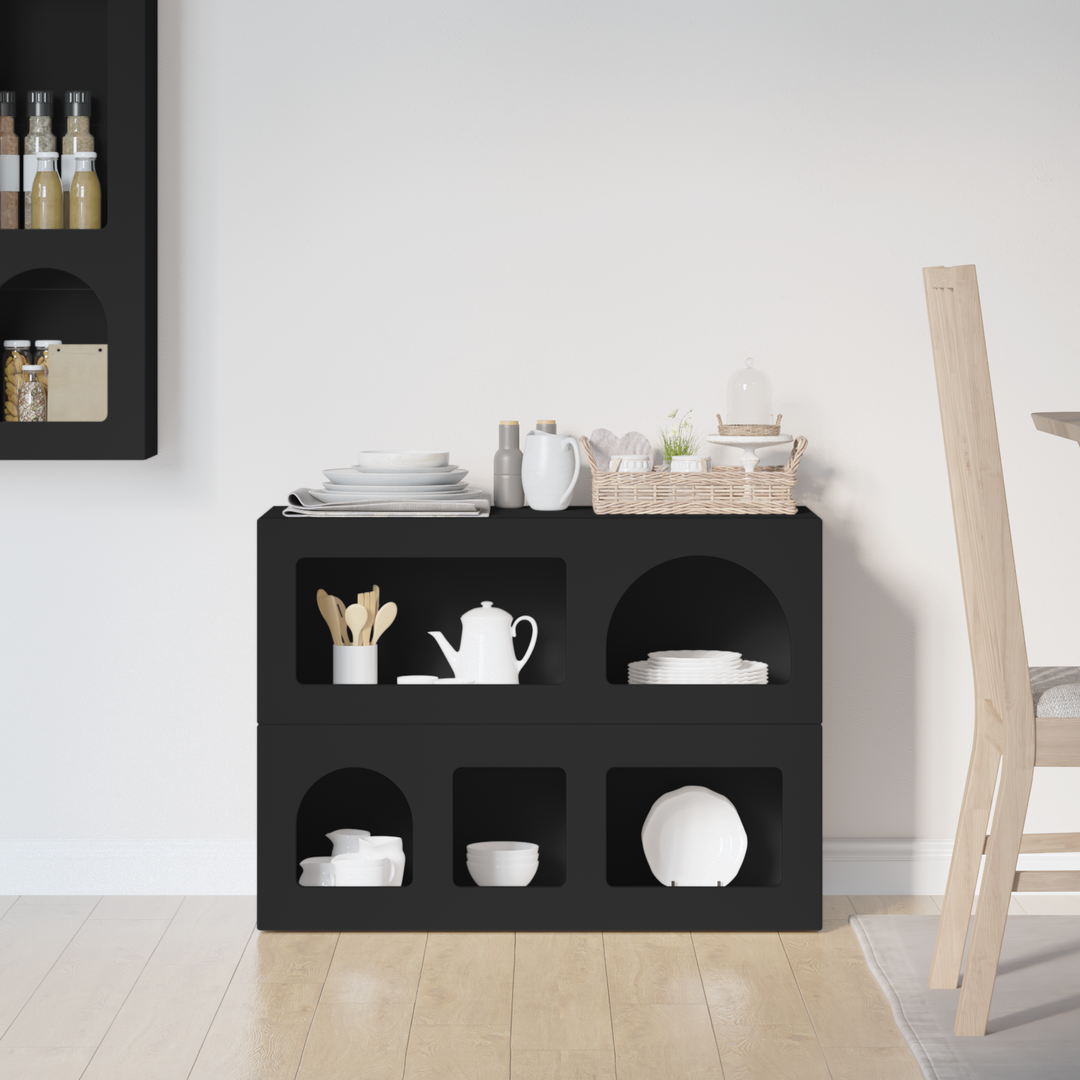 Sideboard ELST Sort 80,5 x 35 x 59 cm Konstrueret træ
