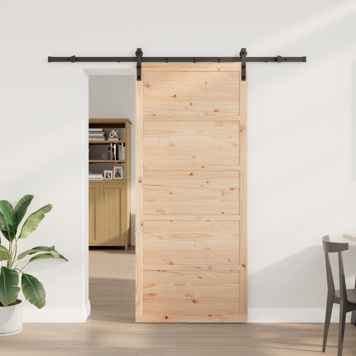 Skydedør Naturfarvet 90 x 208 cm Massivt fyrretræ