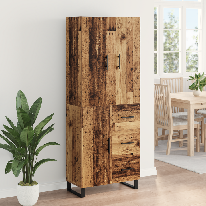 Highboard med skuffe 2 pcs Gammelt træ 69,5 x 34 x 180 cm