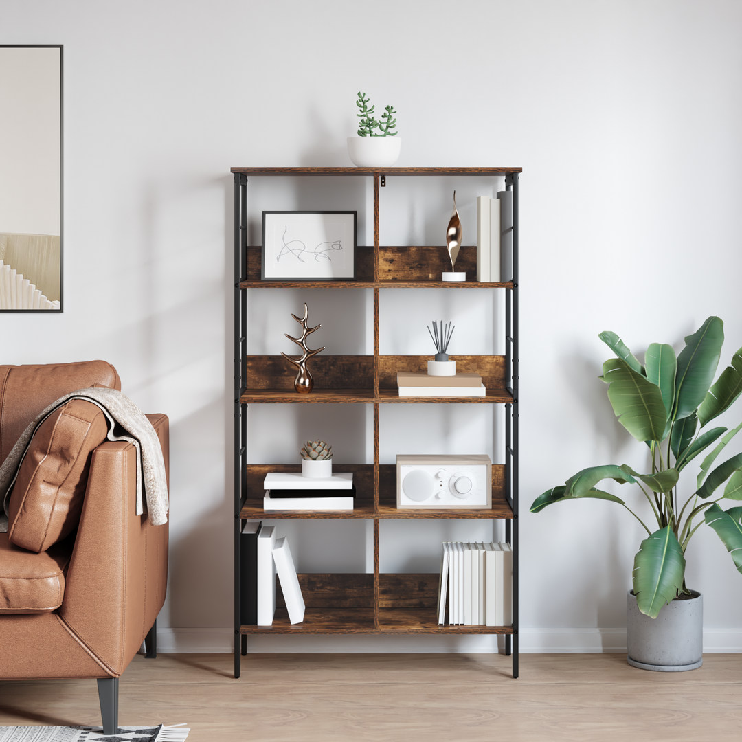 Bogreol Røget eg 82 x 32 x 144,5 cm Konstrueret træ