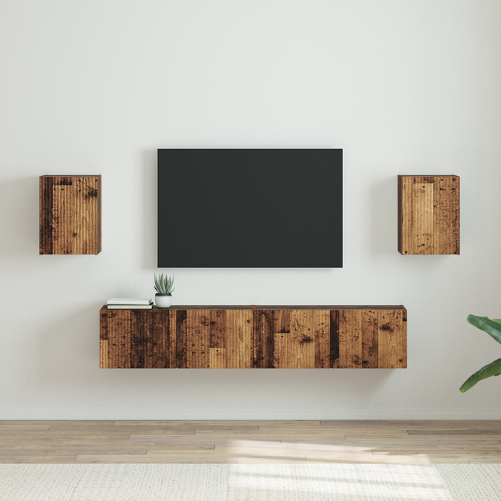 TV vægskab 2 pcs Gammelt træ 30 x 31 x 40 cm Konstrueret træ