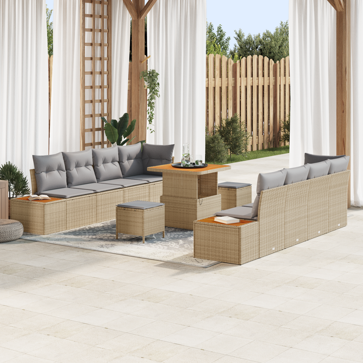 Havesofa Sæt med pude 11 pcs Beige og lys grå